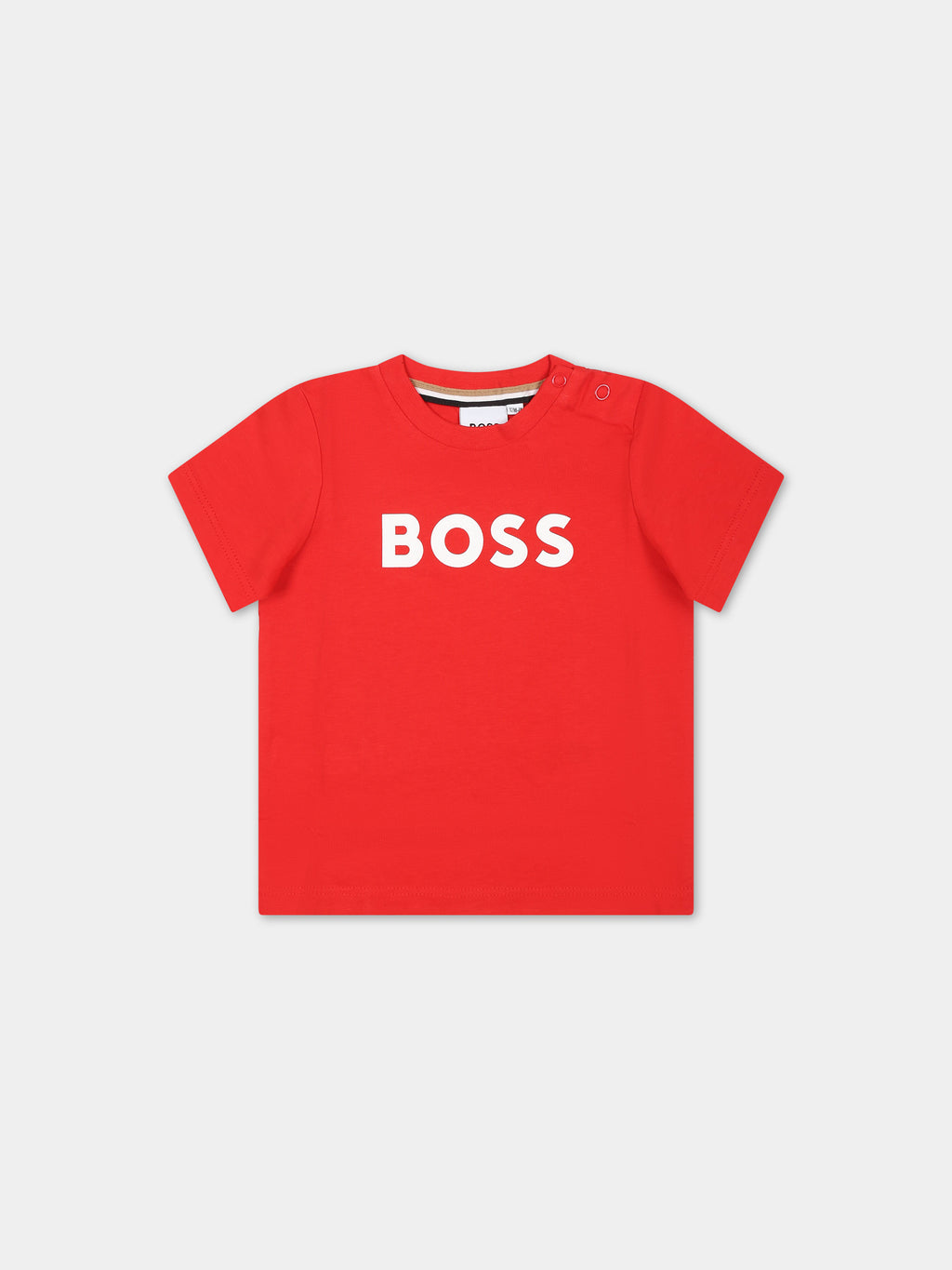 Red t-shirt for baby boy with logo